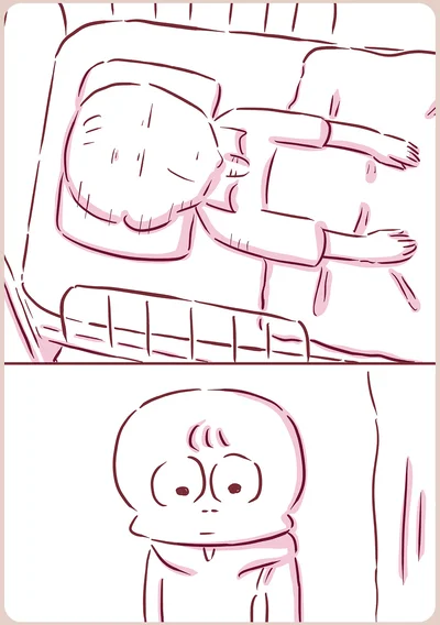 病室の母