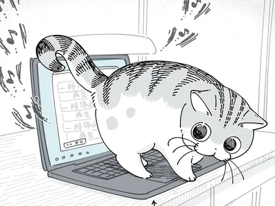 PCの上にいられると…