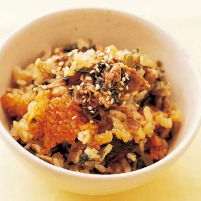 「豚と高菜の炊き込みご飯」