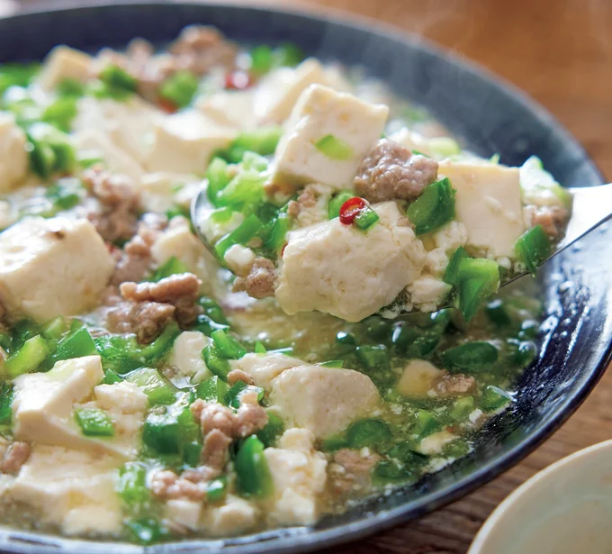 ピーマンたっぷり塩麻婆豆腐
