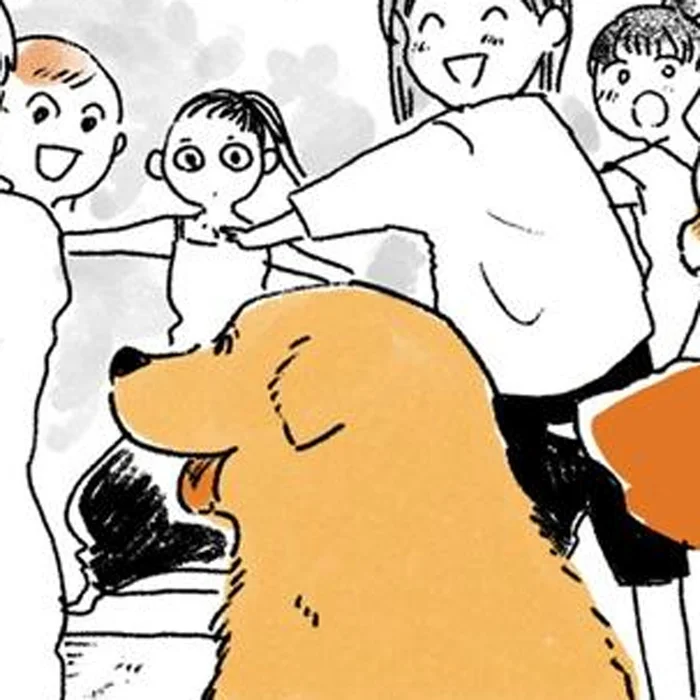 散歩中にまさかのヨガ体験！おばあちゃんとレトリバーが特等席に