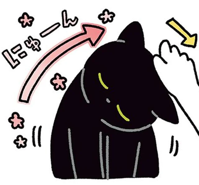 なでる手にぴたっと寄り添う。首がどんどん傾いていく黒猫ろん