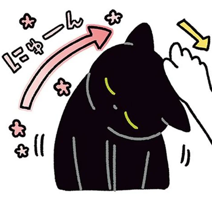 なでる手にぴたっと寄り添う。首がどんどん傾いていく黒猫ろん