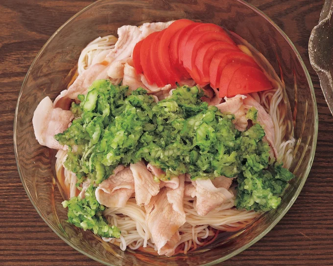 すりおろしたきゅうりのみずみずしさがさっぱりおいしい!「おろしきゅうりのそうめん」
