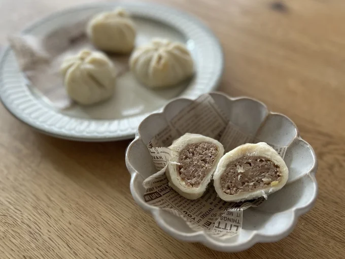 食パンで肉まんの完成!