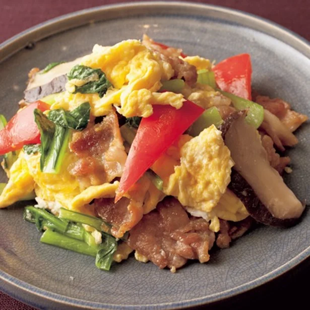 「豚肉といろいろ野菜の卵炒め」