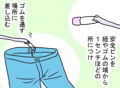 【イラストを見る】簡単なゴム通しの方法