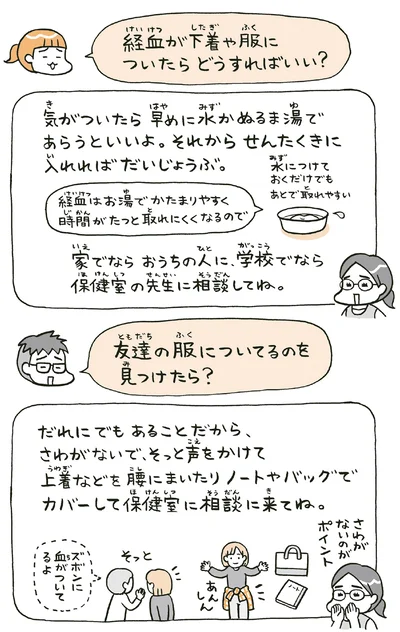 経血が下着や服についたらどうすればいい？
