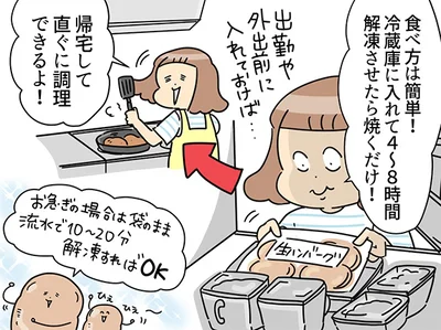 冷蔵庫に入れて4～8時間解凍させたら焼くだけ！