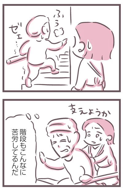階段もこんなに苦労してるんだ