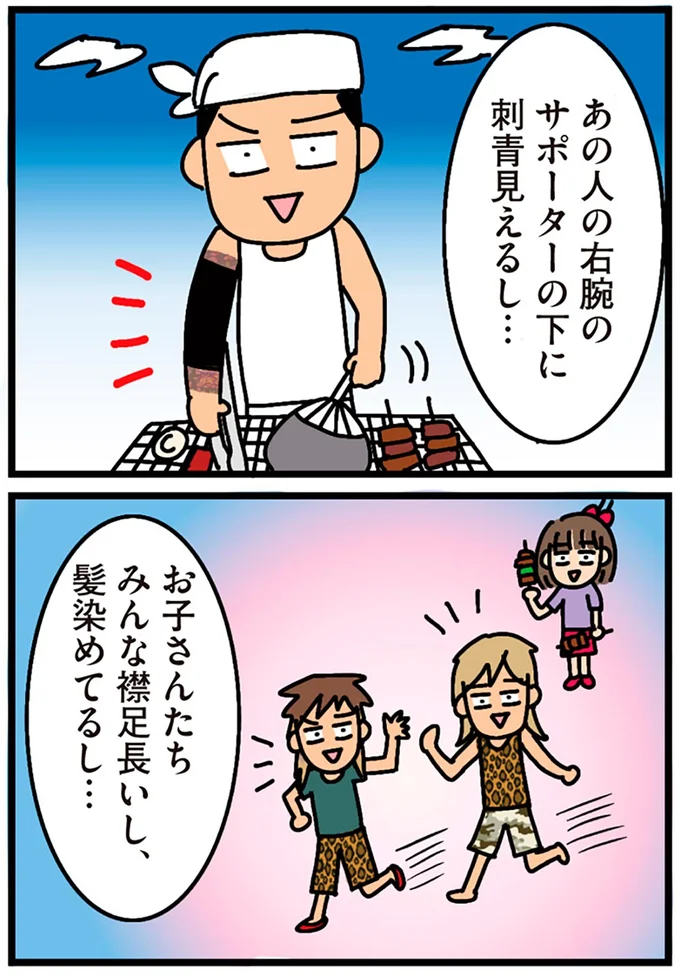 サポーターの下に刺青見えるし…
