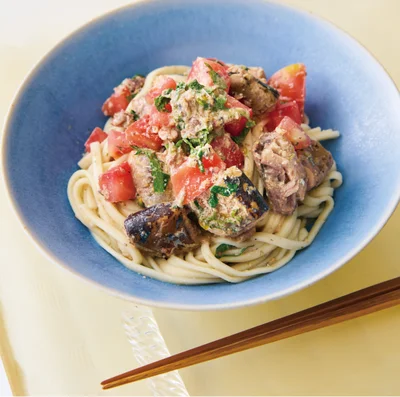さんまとフレッシュトマトのあえ麺