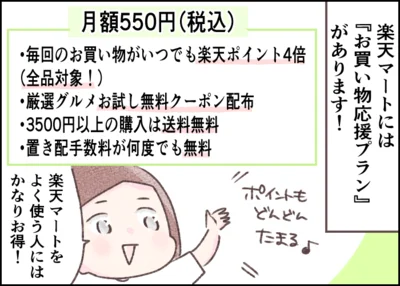 楽天マートを使う人にお得なサブスク「お買い物応援プラン」
