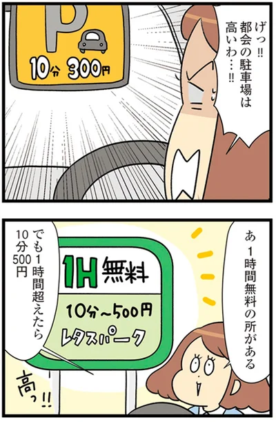 都会の駐車場は高いわ…！！