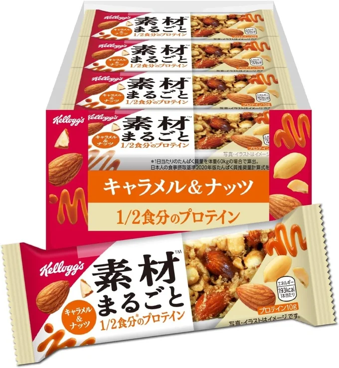 ケロッグ 素材まるごとプロテインバー キャラメル&ナッツ 12本セット