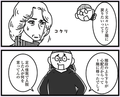足の怪我で入院した人が