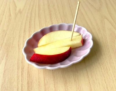 りんごの水気を軽くきれば完成！（▶次へ）