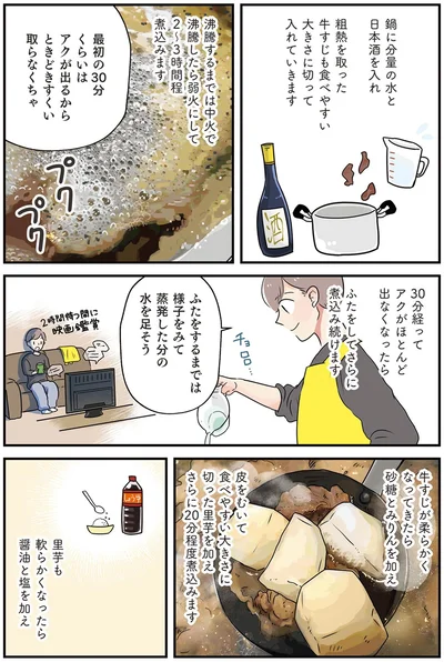 ふたをしてさらに煮込み続けます