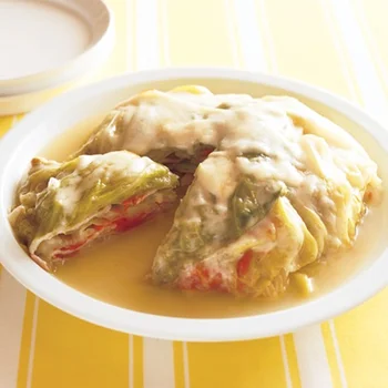 重ねて蒸してボリュームアップ！ とろ〜りチーズの「豚肉とキャベツの重ね蒸し」
