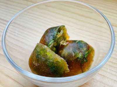めんつゆ版薬味氷の完成！（▶次へ）