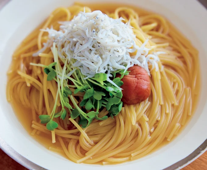 梅干しとしらすのおだしパスタ