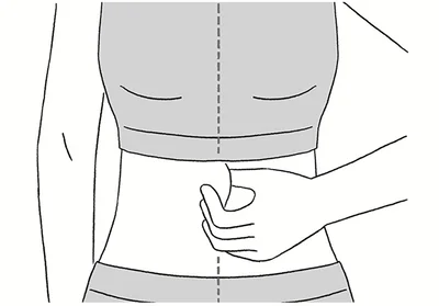 お腹の「正中線」をつまむ