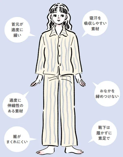 パジャマは締めつけがなく自分が心地よいと感じるものを