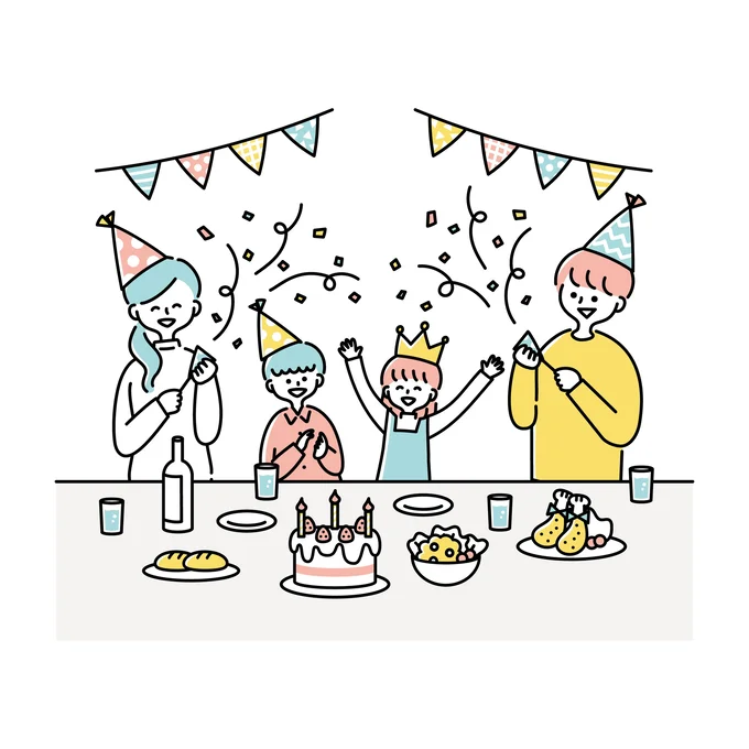 家族そろっての誕生日パーティはいつも賑やか