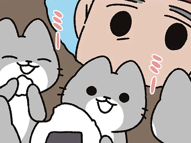 【おむすびころりんなねこ】おじいさんが覗いた穴からは、愛らしい声がいくつも聞こえて