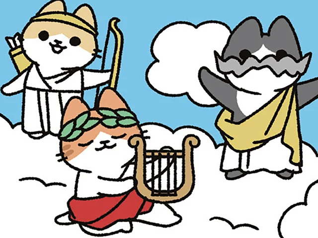 【アテナとアラクネとねこ】女神アテナと織物勝負！ アラクネが織ったのはねこ？