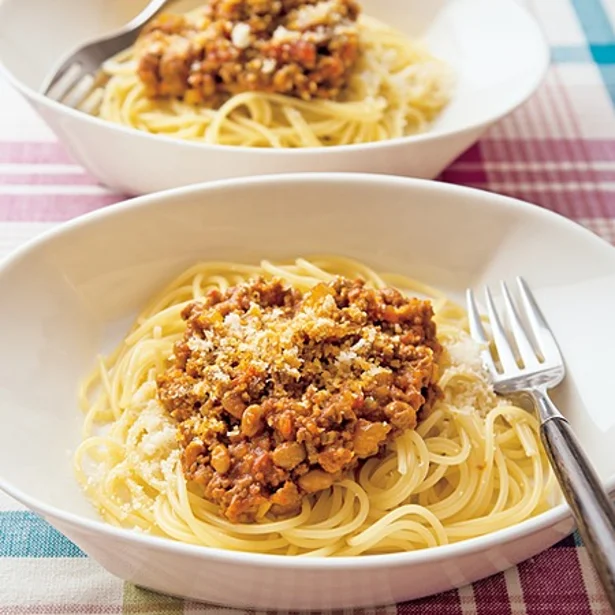 野菜もたくさん食べられる「納豆ミートソースパスタ」