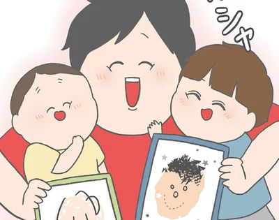 父の日の似顔絵に大喜びの夫。次男のひと言が強すぎた！
