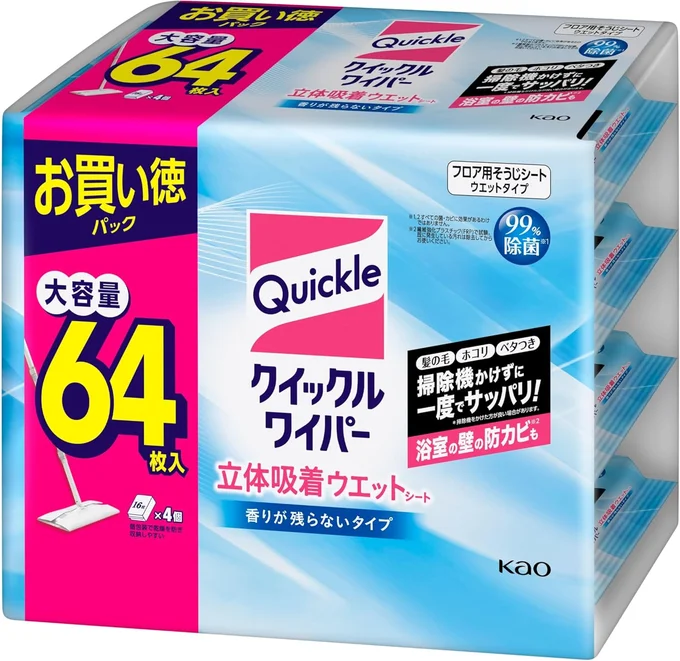 【大容量】クイックルワイパー 立体吸着ウエットシート ジャンボパック