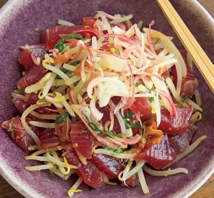 かつおともやしの香味あえ