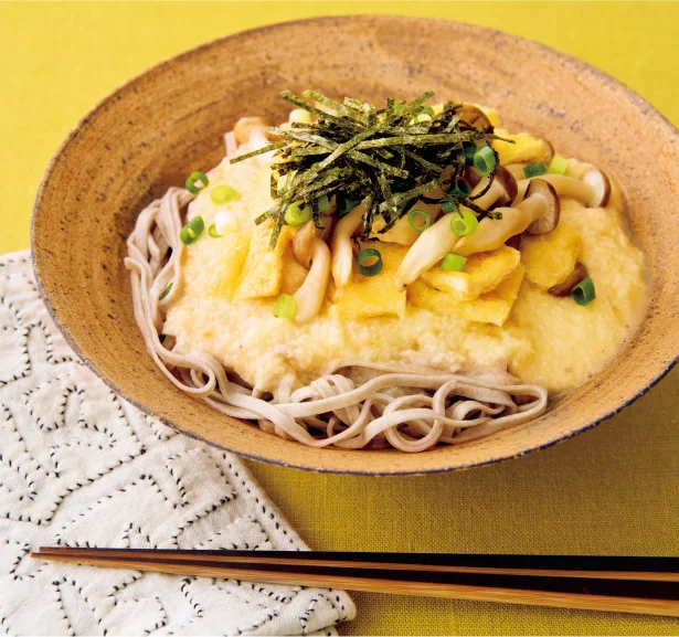 ゆずこしょう風味のきつねとろろそば