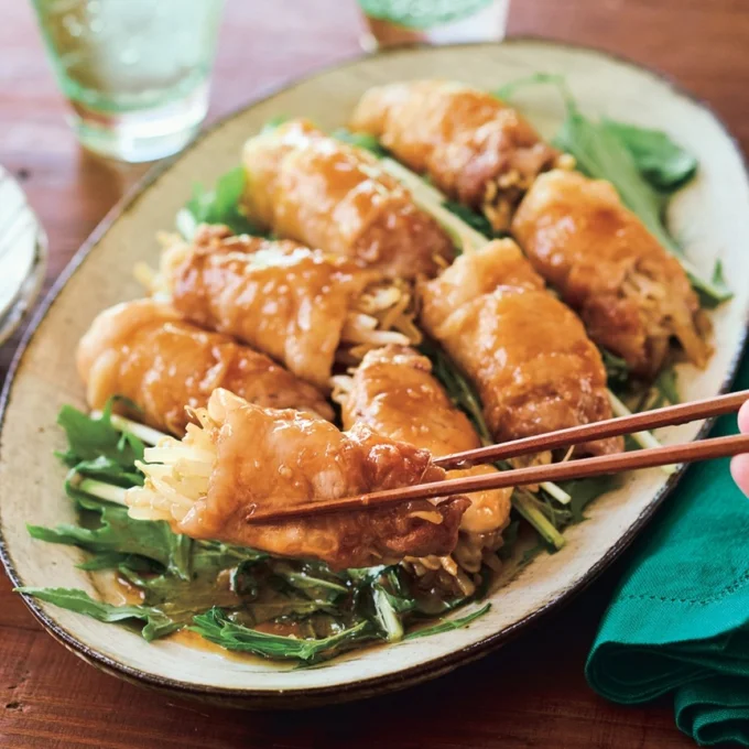 照り焼き風もやし肉巻き