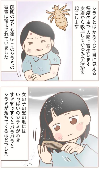 疎開の子ども達はこのシラミの被害に悩まされていました