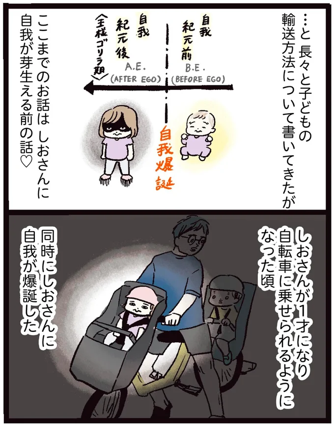 1才になり自転車に乗せられるようになった頃