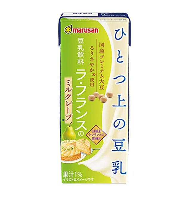 マルサンアイ:『ひとつ上の豆乳 豆乳飲料 ラ・フランスのミルクレープ』
