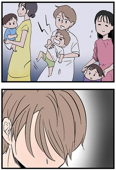 泣く息子