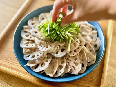 水菜で彩りをプラス