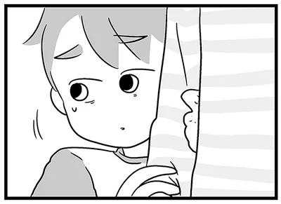 母にしがみつく息子