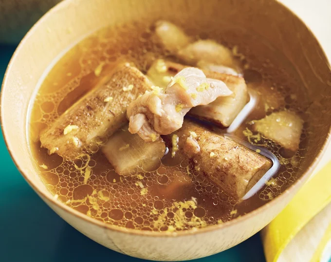 ごぼうととり肉のしょうゆ汁