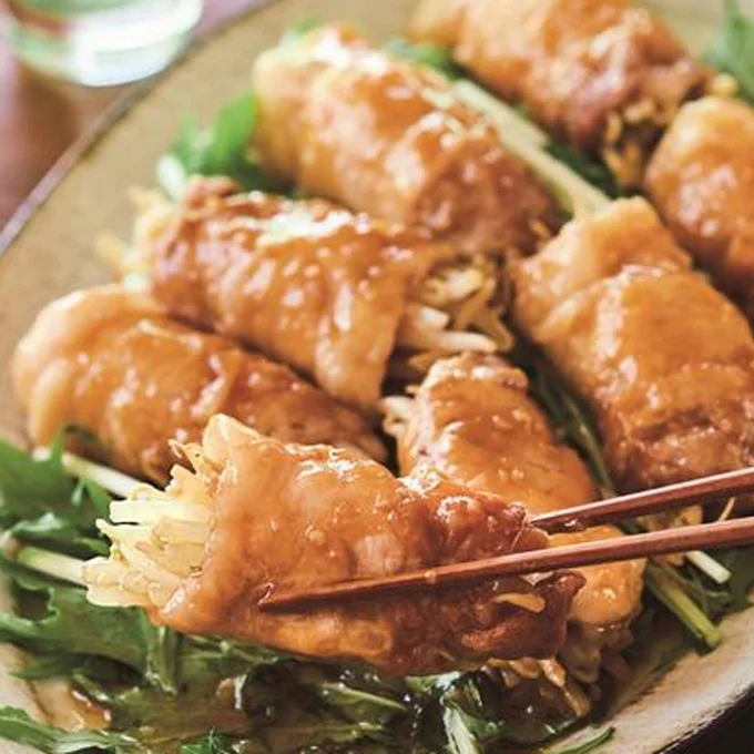 照り焼き風もやし肉巻き