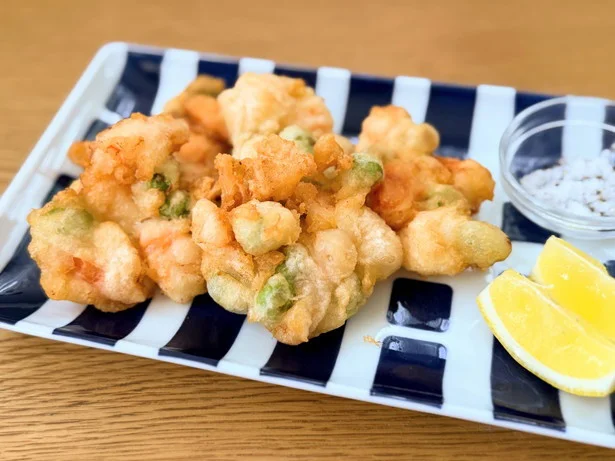 枝豆とえびのビールごろもかき揚げ