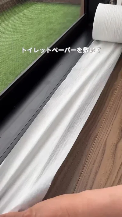 トイレットペーパーを何枚か敷く▶トイレットペーパーの上から…（⇒次へ）
