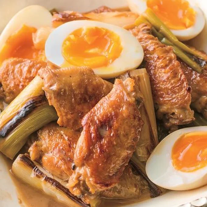 「手羽中と長ねぎのポン酢焼き煮込み」