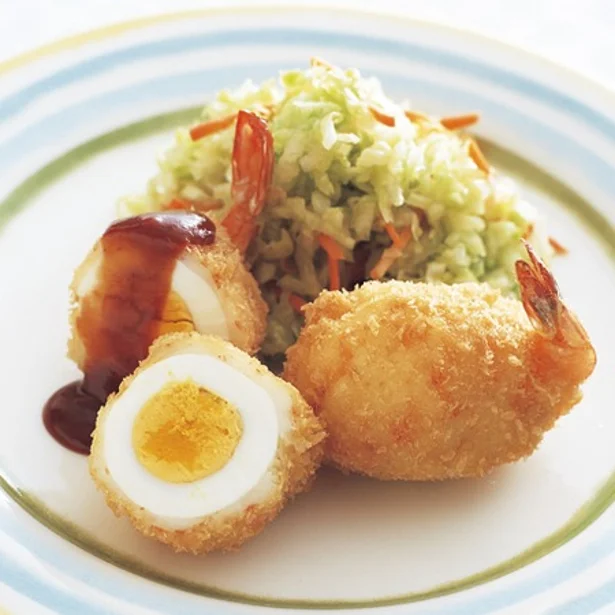 スコッチエッグ? えびフライ? えびと卵のびっくり料理「えびの卵包みフライ」