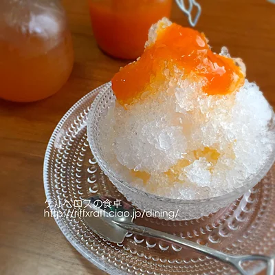 自家製杏シロップ＆杏ジャムのカキ氷