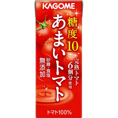 カゴメ「あまいトマト」糖度10の完熟トマト を使用したトマトジュース。砂糖・食塩無添 加なので料理に使いやすい。